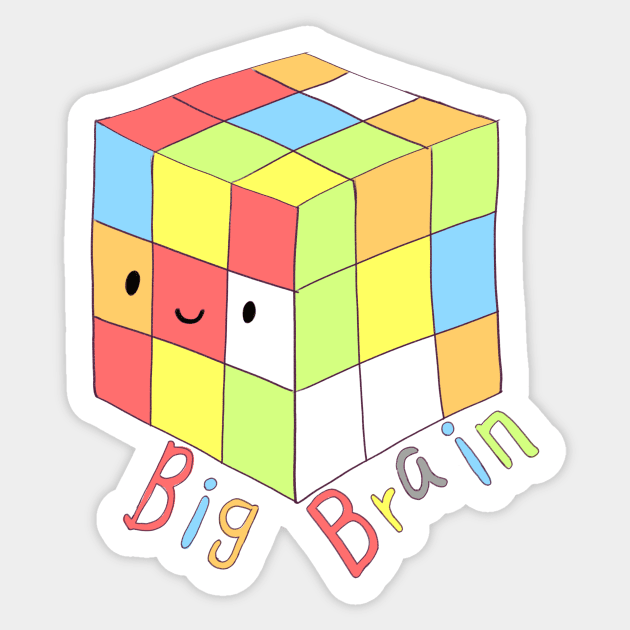 Rubik's cube big brain Sticker by Mayarart